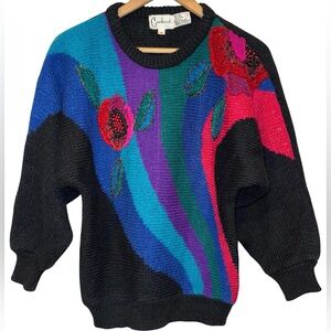 Carducci Vintage Wool Blend Sweater 80s Art To Wear Size M Colorblock Nostalgia